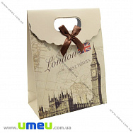Подарочный пакет на липучке, Лондон, Бежевый, 16х12х6 см (UPK-020409)