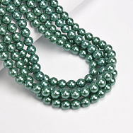 Бусины стеклянные Жемчуг Premium, 8 мм, Зеленые, Круглые (BUS-060502)
