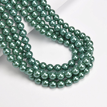 Намистини скляні Перли Premium, 8 мм, Зелені, Круглі (BUS-060502)