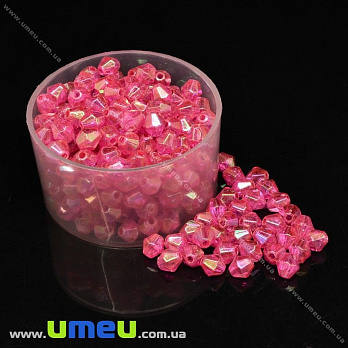 Бусины акриловые Биконусы, 6х6 мм, Малиновые АВ (BUS-028819)