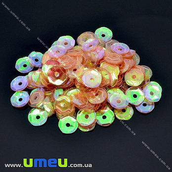 Пайетки Китай круглые граненые, 6,5 мм, Оранжевые AB (PAI-001520)