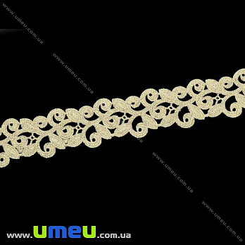 Тесьма тисненая Листики, 20 мм, Золотистая (LEN-022620)
