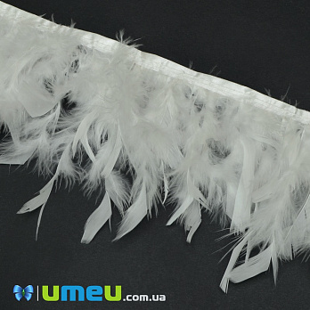 Пір'я індички на стрічці, 10-15 см, Білі (PER-038937)