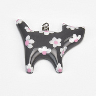 Підвіска Котик з полімерної глини, 40х32 мм, З малюнком (POD-059374)