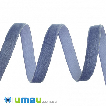 Лента бархатная, 10 мм, Серо-синяя (LEN-042175)