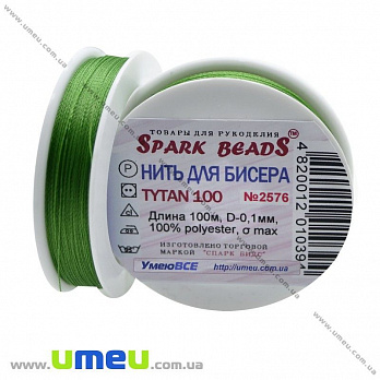 Нитка для бісеру Титан 100, Зелена насичена №2576, 100 м (MUL-010626)