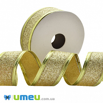 Лента декоративная парчовая, 25 мм, Золотистая (LEN-048082)