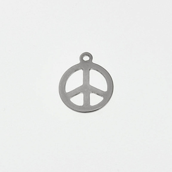 Подвеска из нерж. стали Знак Мира, 15х12,5 мм, Темное серебро (STL-060702)