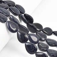 Намистини Авантюрин Золотий пісок синій, Синт. кам., 18х13 мм, Крапля, 19 см (BUS-058175)