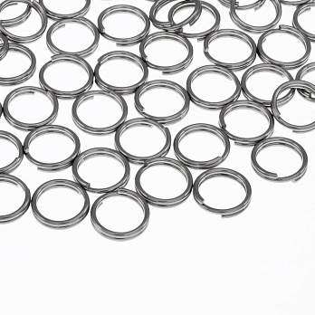 Колечки двойные из нерж. стали, 8 мм, 0,6 мм, Темное серебро (STL-060420)
