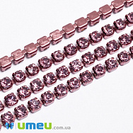 Стразовий ланцюг SS12 (2,8 мм), Бузковий, Стрази скляні бузкові (ZEP-049285)