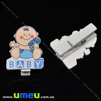 Декоративна прищіпка Baby, 36х27 мм, Блакитна (DIF-033348)