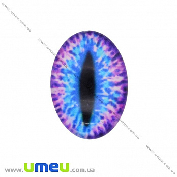 Кабошон скляний з принтом Око, 18х13 мм, Фіолетовий, Овал (KAB-018729)