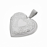 Медальйон Серце з візерунком з нержавіючої сталі, 29х29х7 мм, Темне срібло (STL-061286)