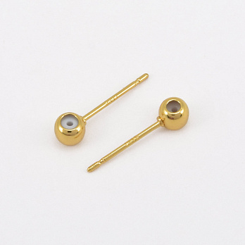 Пусети з нерж. сталі з кулькою 4 мм, 16х4 мм, Покриття 24 kt (STL-061306)