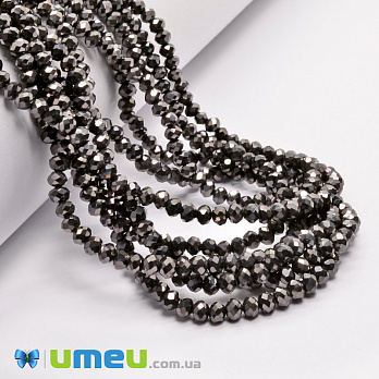 Бусины рондели, 4х3 мм, Черные (металлик) (BUS-049114)