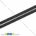 Репсовая лента в горошек, 10 мм, Черная (LEN-016662)