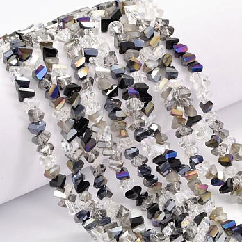 Бусины стеклянные скол (крошка), 6 мм, Черно-белые (BUS-052144)