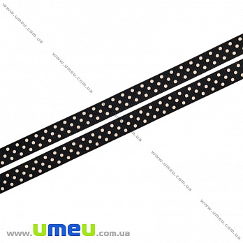 Репсова стрічка в горошок, 10 мм, Чорна (LEN-016662)