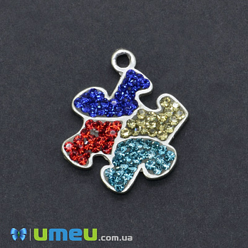 Підвіска з срібла 925 з кристалами Swarovski УЦЕНКА, Пазл, 22х19 мм (POD-038866)