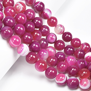 Намистини Агат малиновий, Натур. камінь, 10 мм, Круглі, 19 см (BUS-060723)