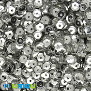 Паєтки Індія круглі грановані, 5 мм, Сріблясті (PAI-041816)