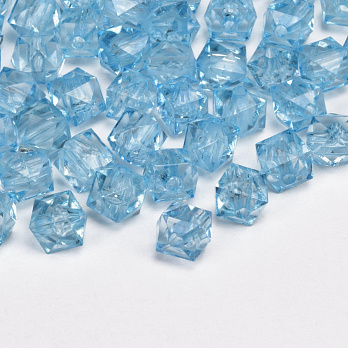 Бусины для сумок ОПТ Акриловые, Куб граненый, 8х7,5 мм, Голубые (BUS-059925)