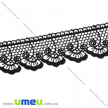 Мереживо плетене, 40 мм, Чорне (LEN-011862)
