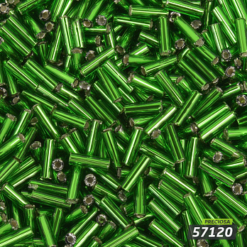 Бисер чешский Стеклярус 3, №57120, Зеленый блестящий, 7 мм (BIS-059332)