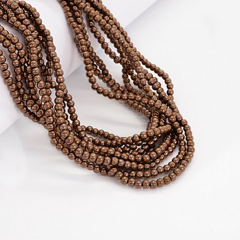 Бусины стеклянные гальванизированные, 4 мм, Коричневые, Круглые (BUS-052050)