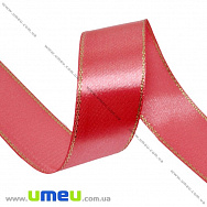 Атласная лента с люрексом, 25 мм, Коралловая (LEN-016716)