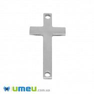 Коннектор из нержавеющей стали Крест, 20х10 мм, Темное серебро (STL-049166)
