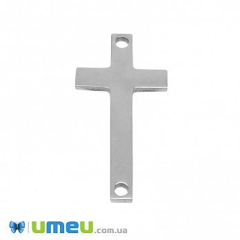 Коннектор из нержавеющей стали Крест, 20х10 мм, Темное серебро (STL-049166)