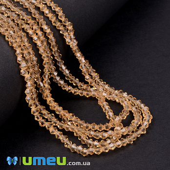 Бусины Биконус, 3х3 мм, Бежевые (BUS-049356)