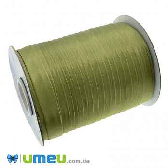 Атласная косая бейка, 15 мм, Оливковая (LEN-037782)