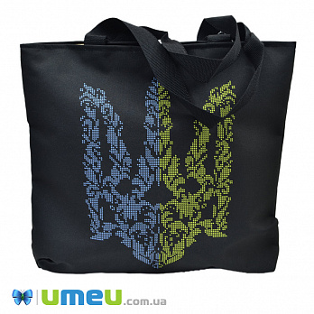 Сумка с принтом под вышивку, Трезуб, Черная (SXM-044490)