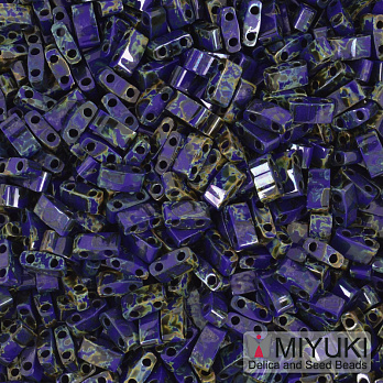 Бисер японский Miyuki HALF TILA №4518, 5х2,3 мм, Синий Пикассо  (BIS-053254)