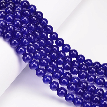 Намистини Котяче око, Синт. камінь, 8 мм, Сині, Круглі (BUS-054240)