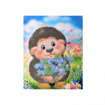 Набір алмазного живопису на картоні 25х21 см, Їжачок з букетиком (SXM-051477)
