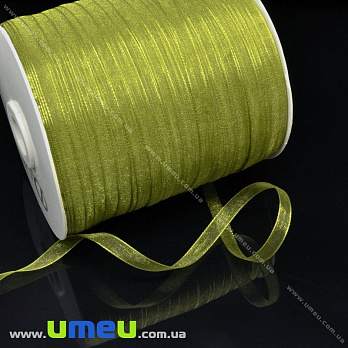 Лента из органзы, 6 мм, Оливковая (LEN-015790)