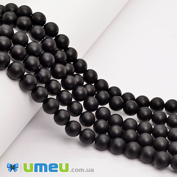 Бусины Агат черный матовый, Натур. камень, 8 мм, Круглые (BUS-049727)