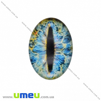 Кабошон скляний з принтом Око, 18х13 мм, Блакитний, Овал (KAB-018735)