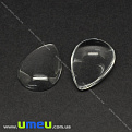 Кабошон стеклянный Линза капля, 18х25 мм, Прозрачный (KAB-035022)
