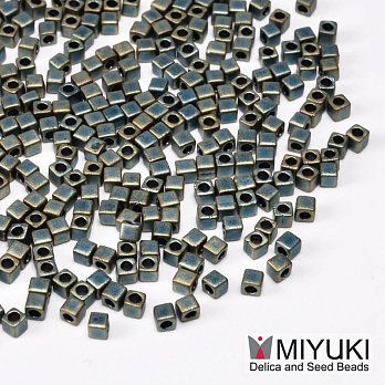 Бисер японский Miyuki Cubes SB18-2008, 1,8 мм, Ирис зеленый матовый (BIS-053284)
