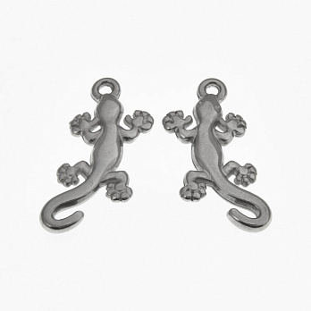 Підвіска з нерж. сталі Гекон, 27х12 мм, Темне срібло (STL-059172)