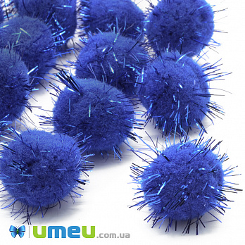 Помпоны с люрексом 2,5 см, Синие (DIF-042626)