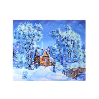 Набор алмазной живописи на картоне 25х21 см, Домик Санты (SXM-052457)