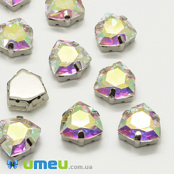 Шатон триллиант К9 12,5х12 мм, Темное серебро, Белый АВ (KAB-041004)