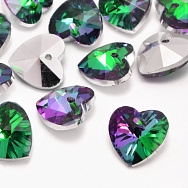 Підвіска скляна Серце, 14х14 мм, Зелено-малинова (POD-054593)