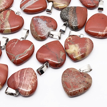 Подвеска Сердце, Натур. камень Яшма красная, 20х20 мм (POD-054326)